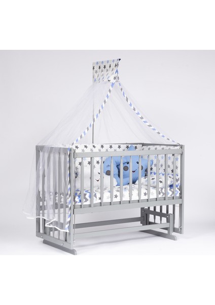 Süper Natural ahşap Beşik 4 Kademeli Gri Anne Yanı Sallanır Bebek Beşiği 60X120 -Uyku Seti+Yatak G4 fırsatları