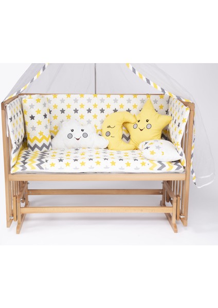 Süper Ahşap Doğal Beşik 4 Kademeli Anne Yanı Sallanır Bebek Beşiği 60X120 -Uyku Seti+Yatak D15 indirimleri