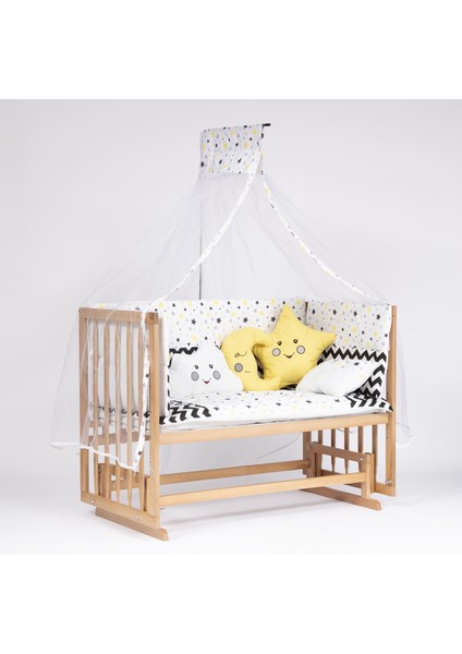 Süper Ahşap Doğal Beşik 4 Kademeli Anne Yanı Sallanır Bebek Beşiği 60X120 -Uyku Seti+Yatak D2 modelleri