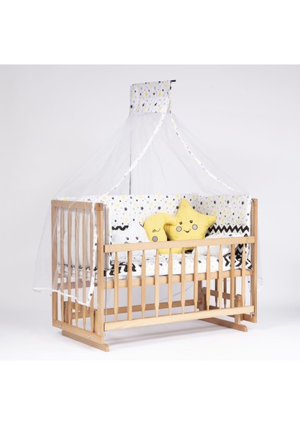 Süper Ahşap Doğal Beşik 4 Kademeli Anne Yanı Sallanır Bebek Beşiği 60X120 -Uyku Seti+Yatak D2 fırsatları