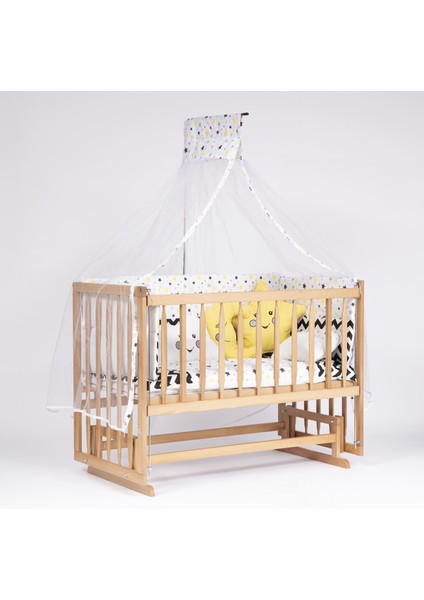 Süper Ahşap Doğal Beşik 4 Kademeli Anne Yanı Sallanır Bebek Beşiği 60X120 -Uyku Seti+Yatak D2 indirimleri