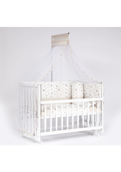 Süper Natural Ahşap Beşik 4 Kademeli Beyaz Anne Yanı Sallanır 60X120-B06 Kvstar Uyku Seti+Yataklı fiyatları