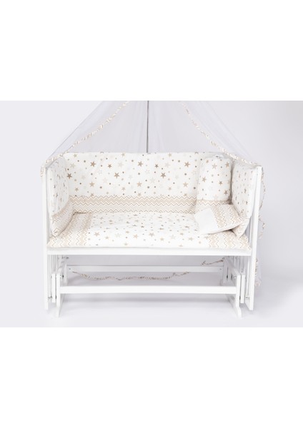 Süper Natural Ahşap Beşik 4 Kademeli Beyaz Anne Yanı Sallanır 60X120-B06 Kvstar Uyku Seti+Yataklı fırsatları