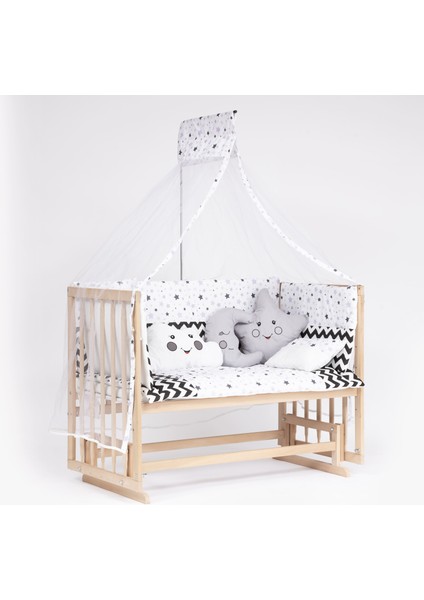 Süper Full Natural Ahşap Beşik 4 Kademeli Anne Yanı Sallanır Bebek Beşiği 60X120 -S14 Uyku Set+Yatak modelleri