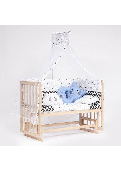 Süper Full Natural Ahşap Beşik 4 Kademeli Anne Yanı Sallanır Bebek Beşiği 60X120 -S13 Uyku Set+Yatak modelleri