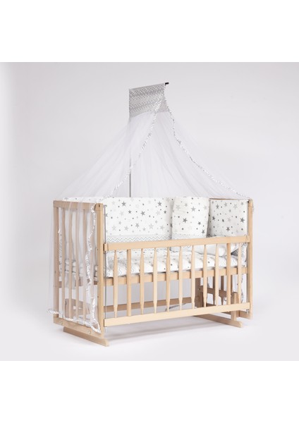 Süper Full Natural Ahşap Beşik 4 Kademeli Anne Yanı Sallanır Bebek Beşiği 60X120 -S06 Uyku Set+Yatak fiyatları