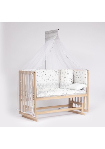 Süper Full Natural Ahşap Beşik 4 Kademeli Anne Yanı Sallanır Bebek Beşiği 60X120 -S06 Uyku Set+Yatak modelleri