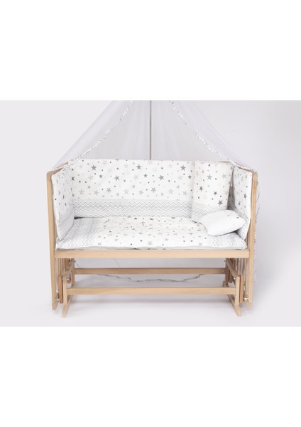 Süper Full Natural Ahşap Beşik 4 Kademeli Anne Yanı Sallanır Bebek Beşiği 60X120 -S06 Uyku Set+Yatak fırsatları
