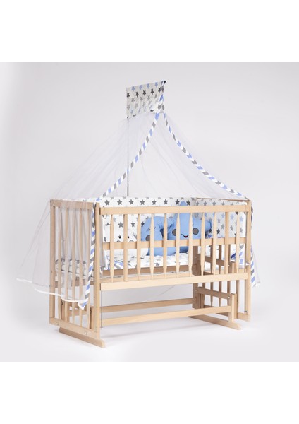 Süper Full Natural Ahşap Beşik 4 Kademeli Anne Yanı Sallanır Bebek Beşiği 60X120 -S02 Uyku Set+Yatak modelleri