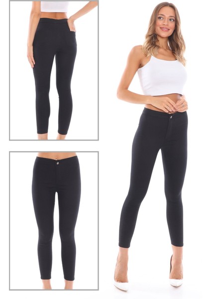Likralı Kadın Pantolon 05800 L Lacivert