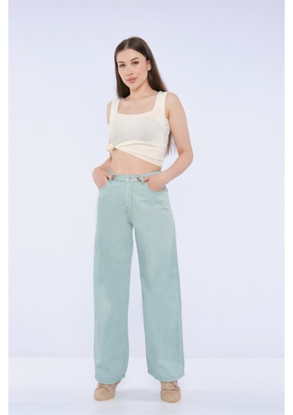 Kadın Yeni Model Bol Pantolon 98865541 42 Haki Yeşili