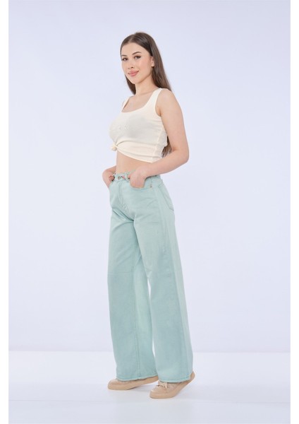 Kadın Yeni Model Bol Pantolon 98865541 42 Haki Yeşili