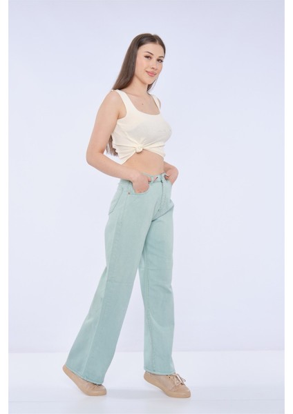 Kadın Yeni Model Bol Pantolon 98865541 42 Haki Yeşili