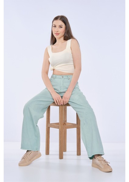 Kadın Yeni Model Bol Pantolon 98865541 42 Haki Yeşili