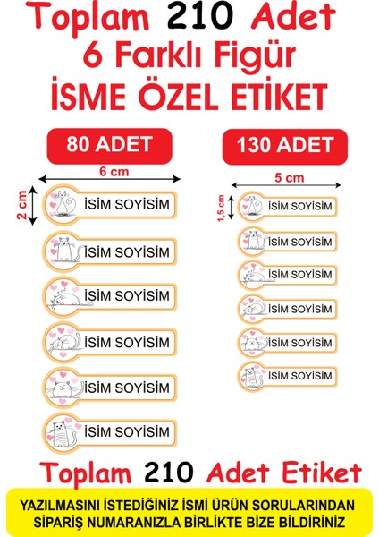 Cabuk Baskı Okul Etiketi Kalem Defter Etiketi Özel Isim Yazılabilen Etiket 210 Adet