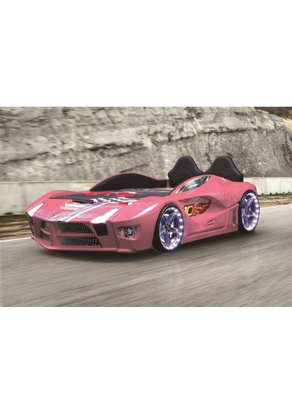 Mobilya Luxury Full Araba Yatak Karyola Pembe