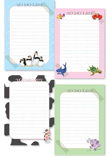 Cabuk Baskı 4lü Bloknot Note Pad - To Do List Bloknot Not Kağıdı 10 x 14 cm