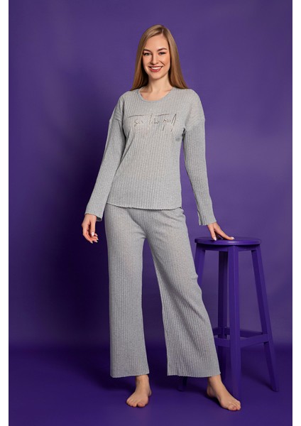 Mevsimlik Uzun Kollu Pamuklu Kadın Pijama Takımı