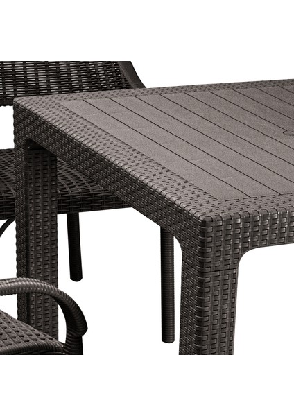 Bambu Kare 90X90CM Rattan Bahçe & Balkon Masa Takımı 4 Kişilik