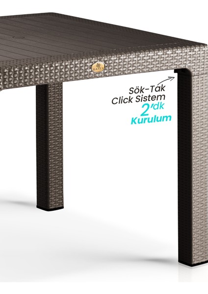 Bambu Kare 90X90CM Rattan Bahçe & Balkon Masa Takımı 4 Kişilik