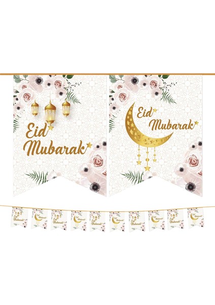 Eid Mubarak Dekor Banner Bunting Ramazan Asma Bayrak - Çok Renkli (Yurt Dışından)