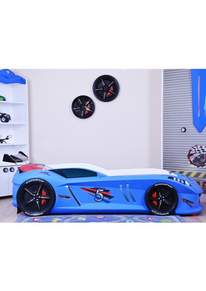 Jaguar Standart Rüzgarlıklı Arabalı Yatak, Mavi + 1 Adet Comfort Yatak