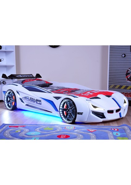 Mercedes Full Ledli Bazalı Arabalı Yatak, Beyaz + 1 Adet Comfort Yatak fiyatları