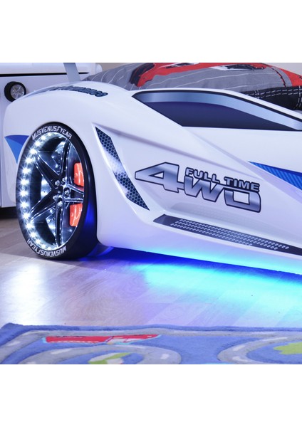 Mercedes Full Ledli Bazalı Arabalı Yatak, Beyaz + 1 Adet Comfort Yatak modelleri