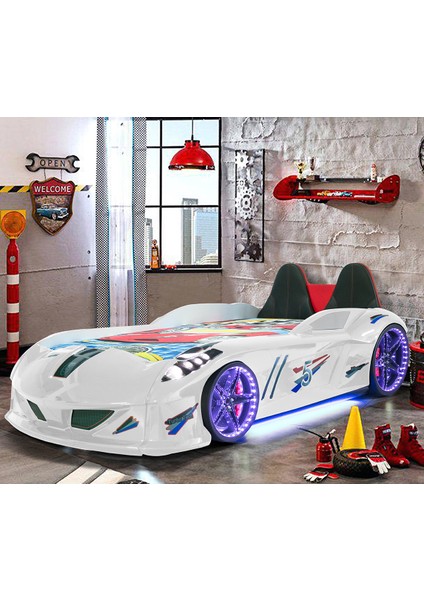 Jaguar Full Ledli Koltuklu Bazalı Arabalı Yatak, Beyaz + 1 Adet Comfort Yatak fiyatları