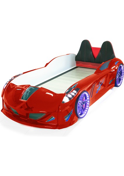 Jaguar Full Ledli Koltuklu Bazalı Arabalı Yatak, Kırmızı + 1 Adet Comfort Yatak fırsatları
