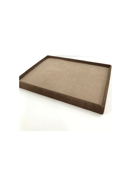 Yerli Üretim Süet Kumaş Kahve 34/24 Cm Batırmalı Çekmece Ici Yüzük Tablası