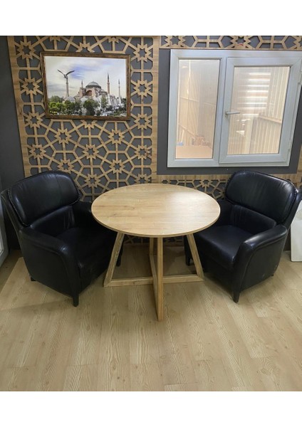 Yuvarlak Yemek Masası, Modern Meşe Kaplama Yemek Masası, Toplantı Masası 100 cm modelleri