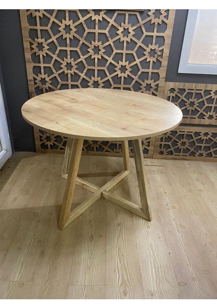 Yuvarlak Yemek Masası, Modern Meşe Kaplama Yemek Masası, Toplantı Masası 100 cm indirimleri