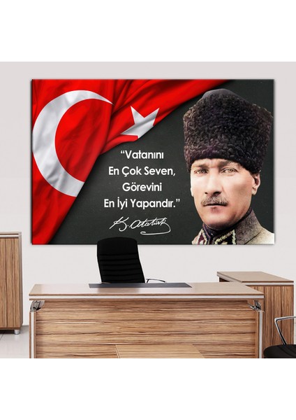 Atatürk Mustafa Kemal Makam Panosu Kanvas Tablo Resmi Kurumlar Okullar (8farklı Ölçü)