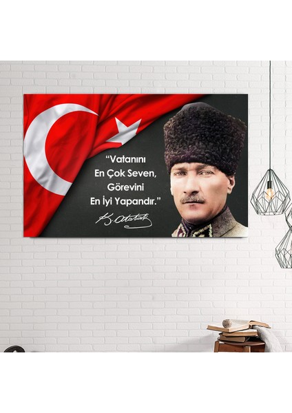 Atatürk Mustafa Kemal Makam Panosu Kanvas Tablo Resmi Kurumlar Okullar (8farklı Ölçü) modelleri