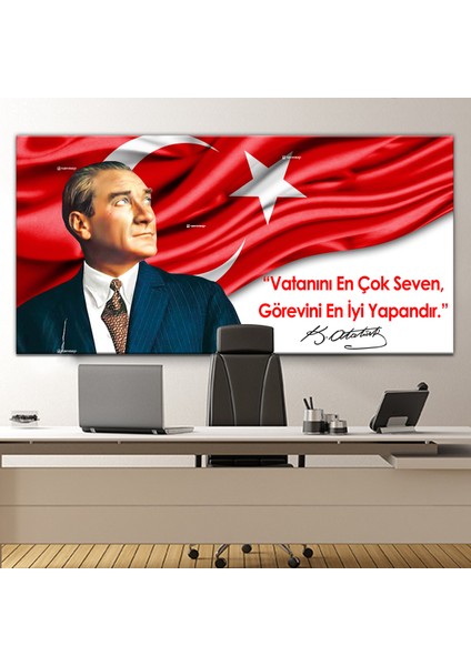 Atatürk Mustafa Kemal Makam Panosu Kanvas Tablo Resmi Kurumlar Okullar (8farklı Ölçü)