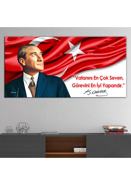 Atatürk Mustafa Kemal Makam Panosu Kanvas Tablo Resmi Kurumlar Okullar (8farklı Ölçü)