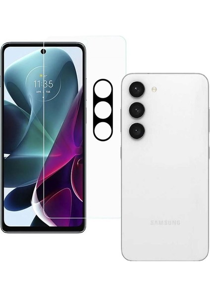 Samsung Galaxy S23 Plus Kamera Lens Koruyucu Siyah + Ekran Koruyucu Nano 3 Adet