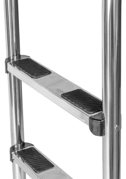 Paslanmaz Çelik Aısı 304 Kalite Merdiven Basamağı - Lastik Pedli. Ø42 mm Boru Için. Eğimli