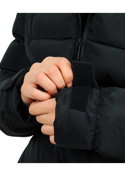 Kadın Siyah Kapüşonlu Astarlı Su Geçirmez Rüzgara Dayanıklı Şişme Mont & Kaban & Parka fırsatları