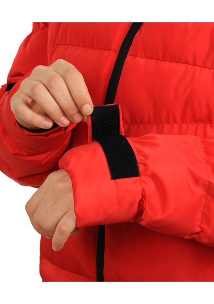 Kadın Kırmızı Kapüşonlu Içi Polarlı Su Geçirmez Rüzgara Dayanıklı Şişme Mont & Kaban & Parka indirimleri