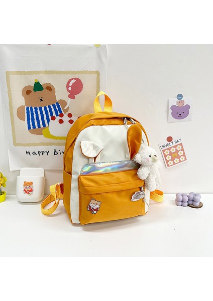 Hayvan Karikatür Desenli Çocuk Okul Sırt Çantası - Sarı (Yurt Dışından)