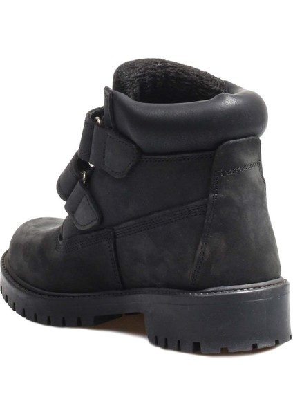 Hakiki Deri Siyah Nubuk Unisex Çocuk Worker Bot 006SFA1001