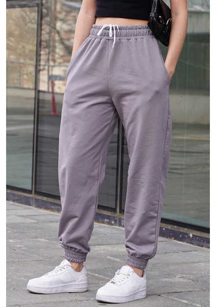 Boyalı Gri Comfort Fit Basic Eşofman Altı MG1635