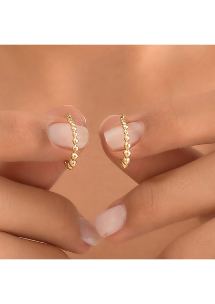 Kadın 14 Ayar Altın Küpe Minimalist Dorika Modern Halka Altın Küpe 15 mm - MM20098 indirimleri