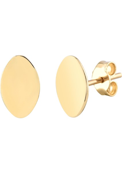 Kadın 14 Ayar Altın Küpe Minimalist Plaka Vidalı Altın Küpe 13 mm - MM200117