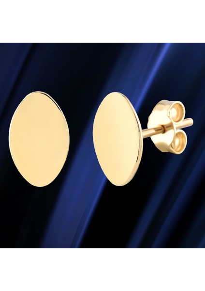 Kadın 14 Ayar Altın Küpe Minimalist Plaka Vidalı Altın Küpe 13 mm - MM200117