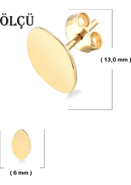 Kadın 14 Ayar Altın Küpe Minimalist Plaka Vidalı Altın Küpe 13 mm - MM200117