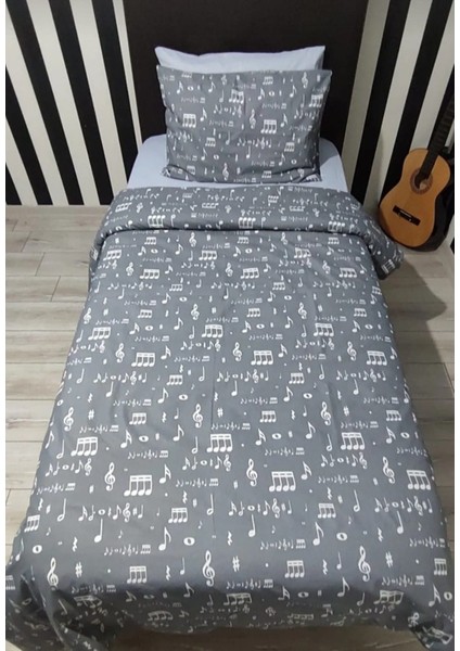 Tek Kişilik Nevresim Takımı Lastikli Çarşaf 2 Yastık 4 Parça