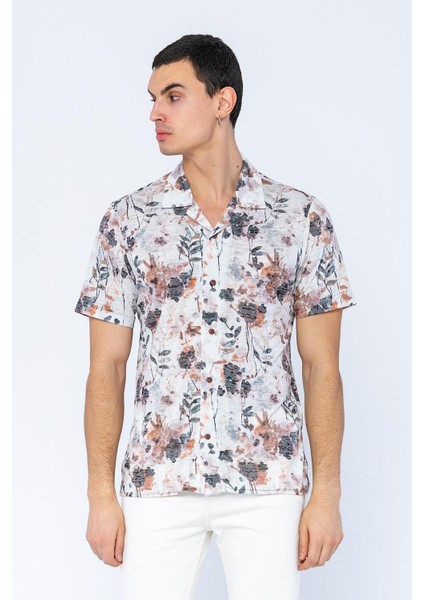 Erkek Regular Fit Desenli Kısa Kollu T-Shirt Gömlek